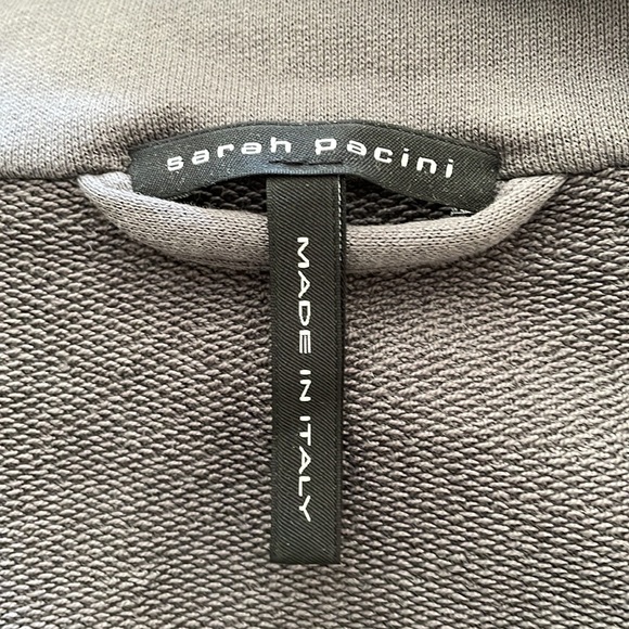 Sarah Pacini gray hoodie cardigan with belt. - Picture 2 of 4